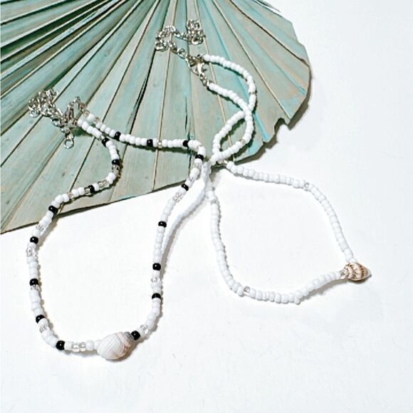 Beaded seashell necklace S648 - Picture 3 of 4